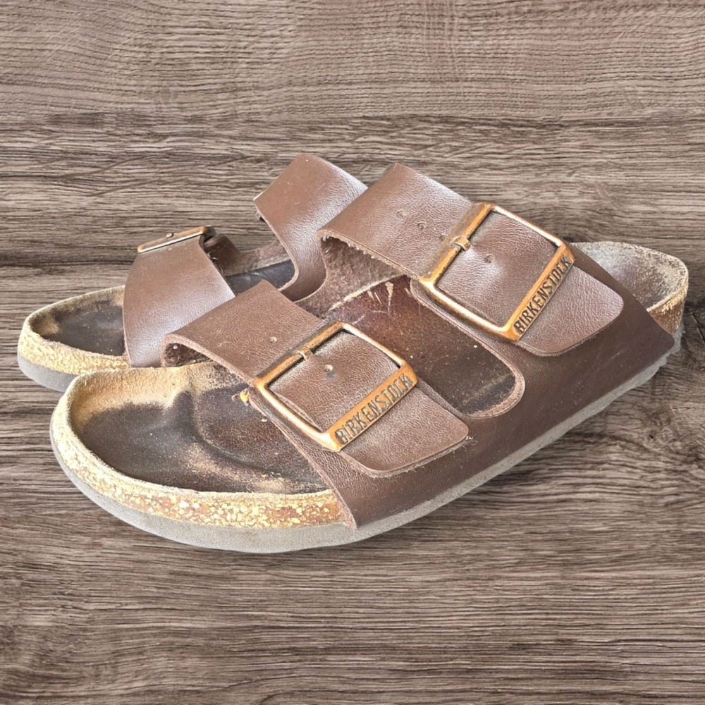Birkenstock Arizona Brown Two Strap Buckle Slide Sandals Mens Womens